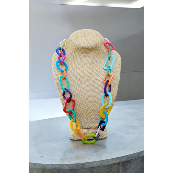 Mid century style tagua long beach rainbow chained beach core necklace by Allie - Picture 3 of 3